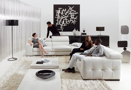 black and white living room